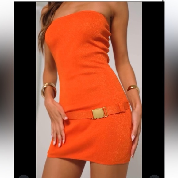 New! Asta Resort Giselle Strapless Belted Mini Dress in Sunset 🧡 Small - Picture 7 of 16